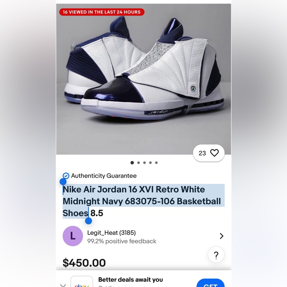 Jordan Navy and White High-Top Sneakers